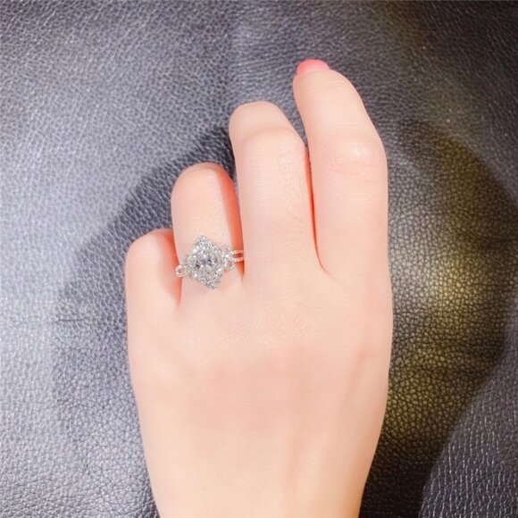 💞Beautiful Marquis Noble Women Pure Zircon Silver Dainty Fashion Ring,UN… - Picture 4 of 6